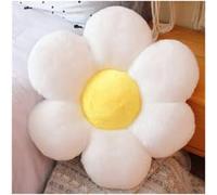 LANFIRE Coussin à Fleurs de Plancher - Oreiller de Siège Tatami Décoratif en Peluche pour Canapé-lit (50cm, White Yellow)