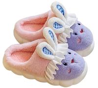 LANFIRE Pantoufles animales femmes mignon confortable bande dessinée lapin pantoufles chaud hiver pantoufles peluche (Purple Pink, 38)