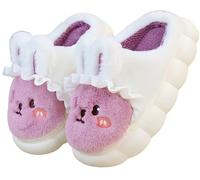 LANFIRE Pantoufles animales femmes mignon confortable bande dessinée lapin pantoufles chaud hiver pantoufles peluche (Purple, 40)