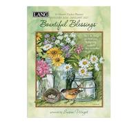 Lang Bountiful Blessings Calendrier mural 2026 - Calendrier de 12 mois avec illustration de jardin en relief en lin par Susan Winget et citations scripturales, 34 x 30 cm