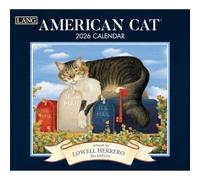 Lang Calendrier mural 2026 American Cat - 34 x 30,5 cm - Calendrier de 12 mois avec reliure agrafée - Art en relief en lin par Lowell Herrero, Charming Feline Imagery