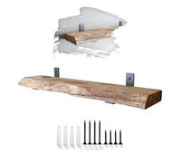Lang Horn Live Edge Étagères murales en bois de manguier avec supports en métal solides - Étagères décoratives pour chambre à coucher, salon, salle d'étude et cuisine (75 cm x 15 cm)
