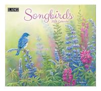 Lang Songbirds Calendrier mural 2026 - 34 x 30,5 cm, calendrier de 12 mois avec reliure agrafée, art en relief en lin par Susan Bourdet, illustrations colorées d'oiseaux