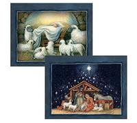 LANG Susan Winget, 2 designs uniques par boîte, 18 cartes avec 19 enveloppes, belle illustration de la crèche de Noël, parfait pour envoyer des vœux de vacances (1008105)