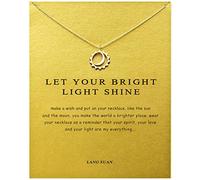 LANG XUAN Collier avec pendentif en forme de boussole en or avec message - Collier d'amitié - Papillon - Soleil - Bonne chance - Éléphant - Chaîne de foi - Cadeau pour femme, Métal, Pas de pierre