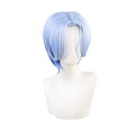 Langa Perruque Cosplay Anime SK8 the Infinity SK Dégradé Bleu Perruque Courte Fibre Résistant à la Chaleur + Bonnet de Perruque Fête Jeu de Rôle Homme