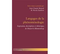 Langages de la phénoménologie Expression, description et rhétorique, de Husserl à Blumenberg - Jean-Claude Monod - Hermann - broché - Essai