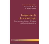 Langages de la phénoménologie Expression, description et rhétorique, de Husserl à Blumenberg - Jean-Claude Monod - Hermann - broché - Essai