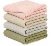 Lange Bebe 60x60cm - Lot de 4 Mousselines de Coton Langes Bébé, Ultra Douces, Absorbantes et Peau Sensible pour Bébé Filles et Garçons, Idéal pour Nettoyage et Protection, Lange Bebe en Gaze de Coton