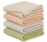 Lange Bebe 60x60cm - Lot de 4 Mousselines de Coton Langes Bébé, Ultra Douces, Absorbantes et Peau Sensible pour Bébé Filles et Garçons, Idéal pour Nettoyage et Protection, Lange Bebe en Gaze de Coton