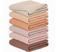 Lange Bebe 60x60cm - Lot de 6 Mousselines de Coton Langes Bébé, Ultra Douces, Absorbantes et Peau Sensible pour Bébé Filles et Garçons, Idéal pour Nettoyage et Protection, Lange Bebe en Gaze de Coton