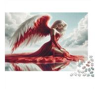 L'ange en Rouge Puzzles 1000 Pièces Papier recyclé pour Adultes Puzzle pour Adultes Impossible Difficile Stimulant Activité Amusante pour la Maison 70x50cm/1000pcs