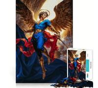 L'ange Michel avec épée et ailes dorées Puzzle de 1000 pièces pour adolescents Jeu de stimulation cognitive Sans espace Ajustement parfait Compact et amusant pour des moments de jeu en famille 38x26cm