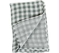 Lulujo 121-003-003 Lange en Mousseline de Coton Réversible Rayures/Damier 120 x 120 cm