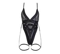 Langerie Femme Ensemble Lingerie Feminine Sexy Thin Sexy Fashion Mesh See Through Strap Sexy Lingerie Jumpsuit sous Vêtements Combinaison Sexy Femme éRotique (Black, XL)