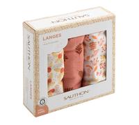 Sauthon Langes en coton bio Esmée 70 x 70 cm – Lot de 3