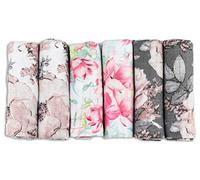 Langes Coton Bébé - Lange Bébé En Mousseline De Coton (Lot de 6) - MADE IN EU - Lange Bebe Coton 70 x 80 cm - Super doux et agréable - Les Langes Coton Bébé - Lange Bébé Fille- Mousselines Fleurs