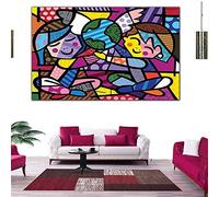 Langge Tableau Toile Decoration Enfants du Monde Romeo Britto Photo Impression sur Toile Wall Art Salon décor à la Maison 60x80 cm sans Cadre