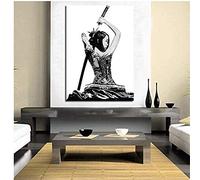 Langge Tableau Toile Decoration Samouraï Moderne Fille Japonaise Wall Art Print Salon Bushido Affiche décoration Murale 60x90 cm sans Cadre
