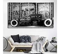 Langge Toile oeuvre Peinture 50x100 cm sans Cadre Hot Rod Voiture Vintage Noir et Blanc Huile Impression Affiche Mur Art Photo pour Salon décoration de la Maison
