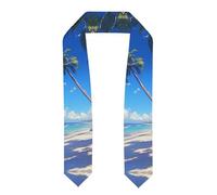Langhbozdp Châle de remise de diplôme élégant avec motif cocotier et plage de sable - Unisexe - Commencements académiques, Aplati, Taille unique