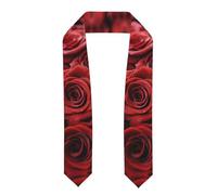 Langhbozdp Châle élégant à imprimé floral avec roses rouges - Écharpe unisexe pour diplômé - Commencements académiques, Aplati, taille unique