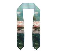 Langhbozdp Châle élégant avec imprimé fleur de lotus et libellule - Écharpe unisexe pour diplômé - Commencements académiques d'honneur, Aplati, Taille unique