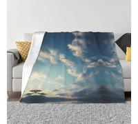 Langhbozdp Couverture en flanelle douce et légère avec imprimé ligne bleue pour literie, canapé et voyage