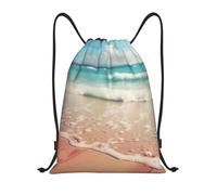 Langhbozdp Sac à dos avec cordon de serrage imprimé « Boards on the Beach » - Pour le sport, la gym, le yoga - Pour homme et femme, Noir , M