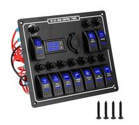 Langjiee Panneau De Commutation 24v/12v, 10 Boutons, Lumière LED, Disjoncteur à Bascule, Test De Fusible De Voiture, Accessoires pour Bateau, Caravane, Camion, Remorque Marine