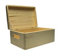 Langlauf Schuhbedarf Boîte De Rangement avec poignées fabriqué en Non Traité Bois de pin FSC 100%. Caisse Dimensions : 30x20x14 cm. Arts et Artisanat, créativité