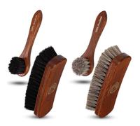 Langlauf Schuhbedarf Lot de 2 brosses à chaussures en crin de cheval - Bois de hêtre laqué - Brosse en crin de cheval clair foncé - 2 brosses à brillance et 2 brosses à crème fabriquées en Allemagne