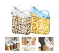 LANGMINGDE Lot de 2 grands récipients hermétiques pour céréales, 2 L, pour aliments secs avec bec verseur, tasse à mesurer pour collations, céréales, riz, distributeur sans BPA