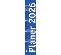 Langplaner mini, blau 2026: Praktischer Streifenkalender fürs Büro. Kleiner Wandkalender mit genug Platz für Eintragungen. Terminkalender 2026. 7 x 33 cm