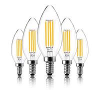 LangPlus+ Ampoules LED E14 4W à Intensité variable, 400 Lumens, Blanc Chaud 2700K, équivalent 40W, Verre Transparent, Ampoule Bougie Dimmable Filament LED C35, Lot de 5