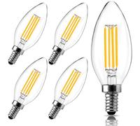 LangPlus+ Lot de 5 ampoules C35 6W à vis à intensité variable, culot à vis E14, équivalent à incandescence de 50 à 60W, blanc chaud 2700K, sans scintillement