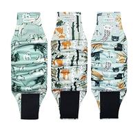 Langsprit Lot de 3 Bandes ventrales pour Chiens - Haute Absorption - Lavables - Couches réutilisables pour Chien (Renard, Chat, Ours Polaire, Taille XXL)