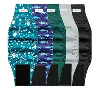 Langsprit Lot de 5 bandes ventrales lavables pour chiens mâles, couches ultra absorbantes avec ajustement sécurisé, enveloppements étanches pour chiot en cas d'incontinence (marron, vert, gris, taille