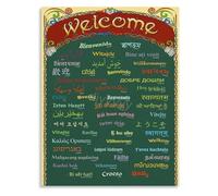 Language Learning Welcome Sign in Various Languages Canvas Poster for Wall Decoration and Educational Use(Unframed,12x18inch(30x45cm))
