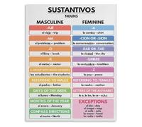 Language Study Aid Metal Tin Sign Educational Poster for Grammar Nouns Regular Verbs and Verb Conjugation Reference Chart 8 X 12 inch