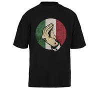 Langue De Geste De Main Italienne Chante T-Shirt Oversized Noir Unisexe Tee Baggy Écologique Unisex Black Baggy T-Shirt Oversized Tee