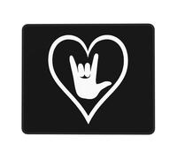 Langue des Signes Américaine (ASL) Je t'aime Mousepad Portable Mouse Pad Résistant À Usure Tapis De Souris pour Ordinateur Jeu Voyage 25X30Cm