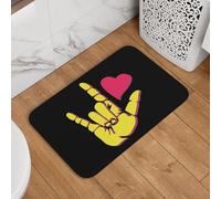 Langue des Signes Américaine Je t'aime Tapis De Bain Anti-Salissures Paillasson Intérieur Doux Tapis De Douche pour Chambre Baignoire Porte 40X60Cm
