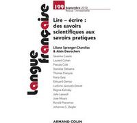 Langue française n° 199 (3/2018) Lire - écrire : des savoirs scientifiques aux savoirs pratiques Collectif (Auteur)