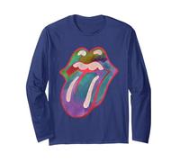 Langue Rolling Stones Colors Manche Longue, Unisexe pour Adultes, Bleu Marine, XL