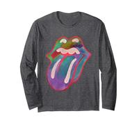 Langue Rolling Stones Colors Manche Longue, Unisexe pour Adultes, Chiné Foncé, XL