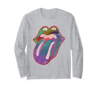 Langue Rolling Stones Colors Manche Longue, Unisexe pour Adultes, Gris Chiné, L