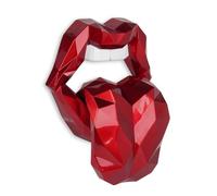 'Langue' - Sculpture Pop Art en résine effet métal à suspendre au mur - Rouge - H42 cm