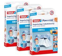 Languette adhésive autocollante double face tesa Powerstrips SMALL pour la fixation d'objets, Blanc, Jusqu'à 1 kg, Lot de 3 paquets de 14 bandes