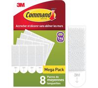 Languettes accroche tableaux 8 paires (16) moyen modèle blanc supporte 5 kg fixation murale sans percer